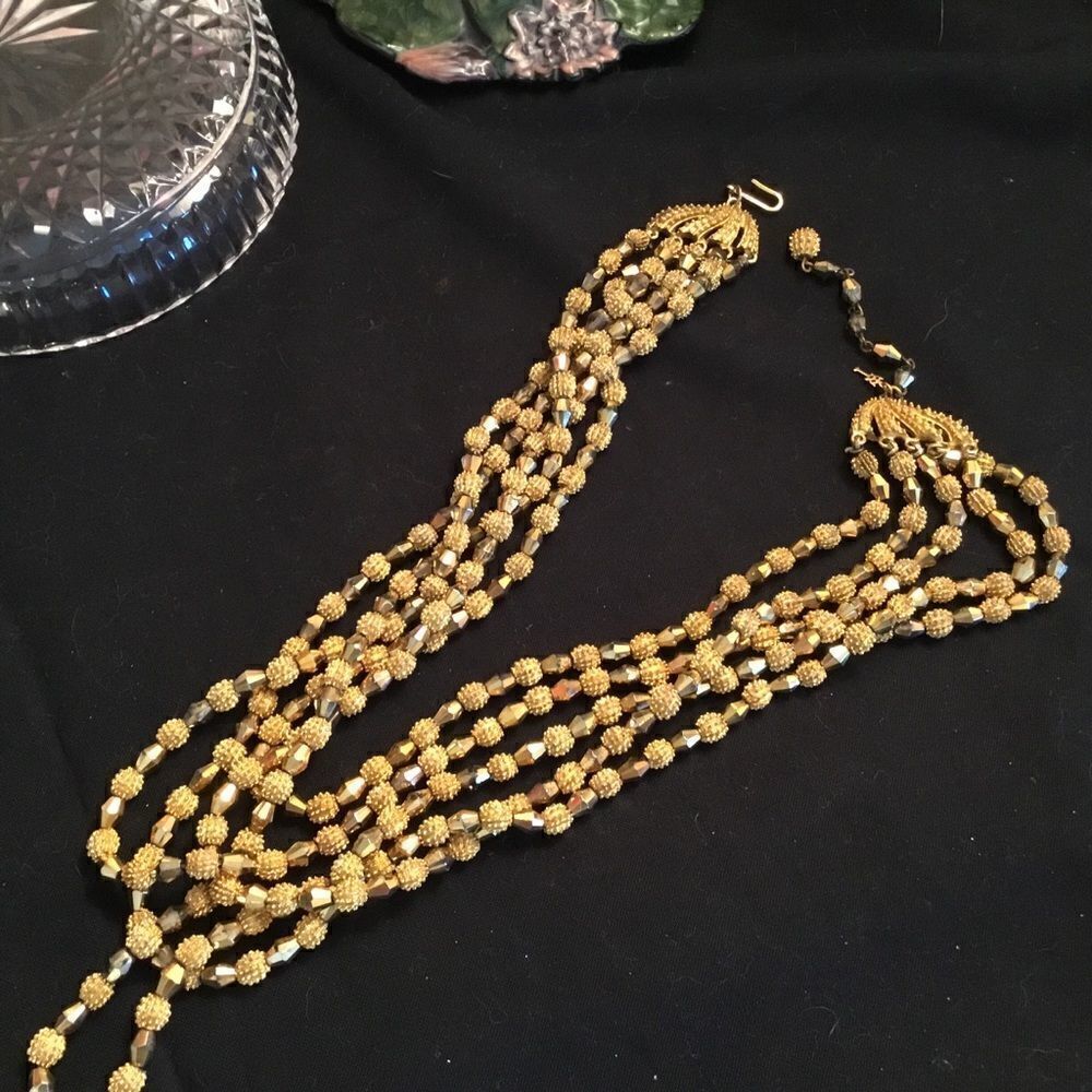 Sparkle and Shine Goldtone Five Strand Necklace